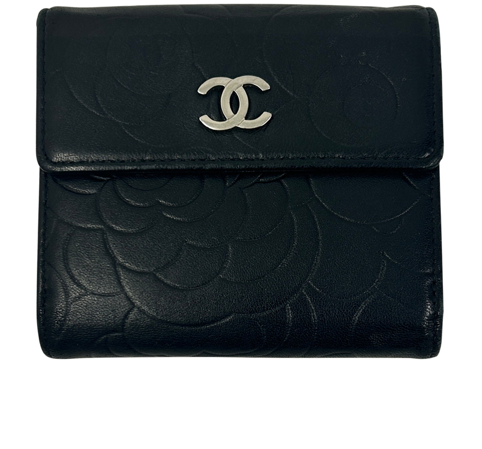 Chanel Billetera Camelia, 440€, Accesorios, Negro, Animal - Piel, Vista frontal