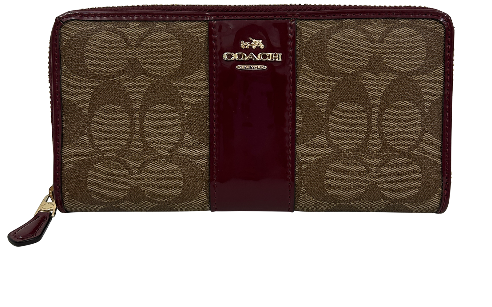 Coach Billetera, 40&euro;, Bolso, Marrón/Rojo, Canvas - General, Vista frontal