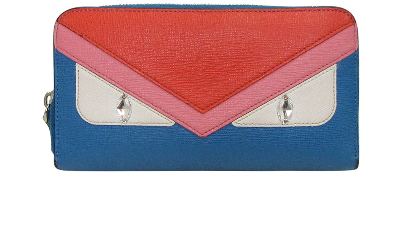 Fendi Billetera, 180€, Accesorios, Azul/Blanco/Rosa, Animal - Piel, Vista frontal