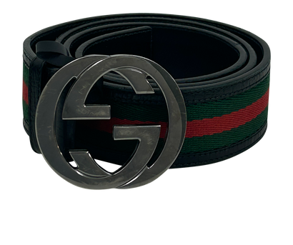 Gucci Cinturón, 200&euro;, Accesorios, Negro/Rojo/Verde, Animal - Piel/Tejido - General, Vista frontal