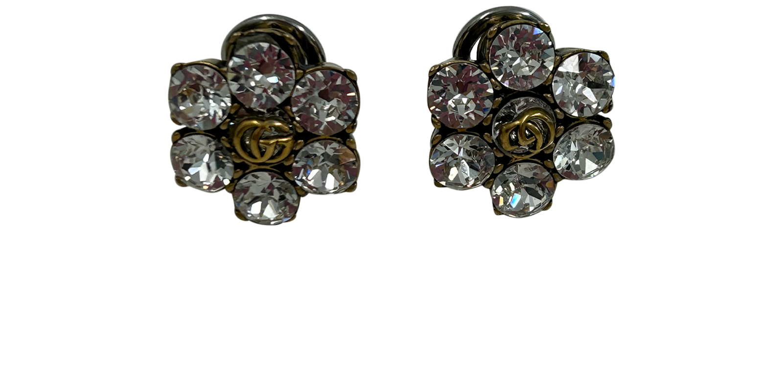 Gucci Pendientes Flower Rhinestone, 120&euro;, Bolso, Oro, Metal - Dorado, Vista frontal