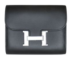 Hermes Wallet Constance, Compact Passant, Negro, 4, Box, Db, Stamp NN 002F