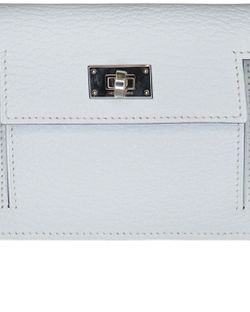 Hermes Wallet, Kelly Compact, Leather, Mist Blue, Y4,4
