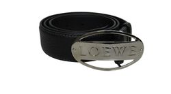Loewe Cinturon,Logo, Plateado, Piel,Negro,90cm,  200703,4