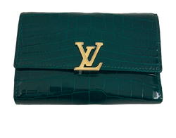 Louis Vuitton Billetera Capucine, Croc, Verde,DB, BOX,A6E6AE