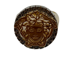 Versace Anillo Sello Medusa, Metal Dorado/Plata, 4, Box