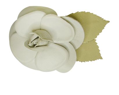 Broche Camelia, 100&euro;, Accesorios, Blanco, Animal - Piel, Vista frontal