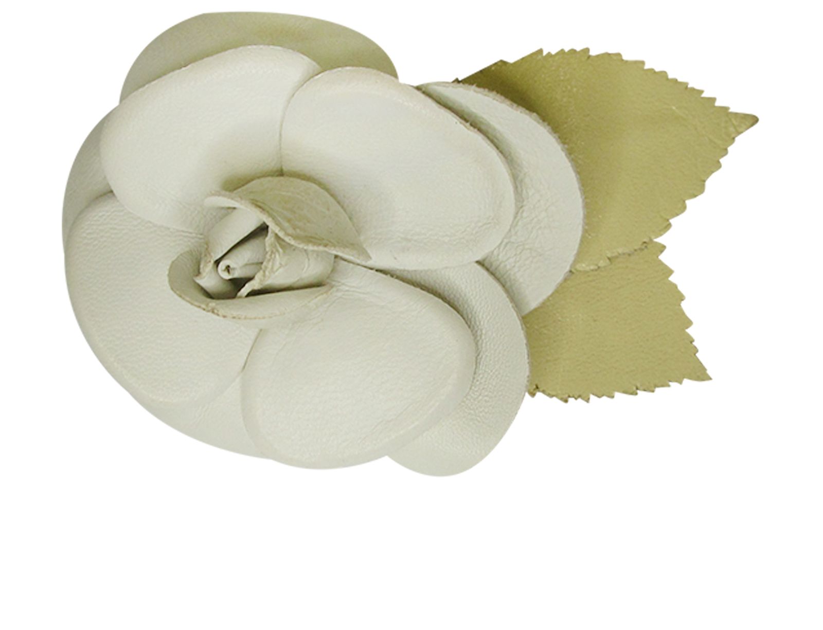 Broche Camelia, 100&euro;, Accesorios, Blanco, Animal - Piel, Vista frontal