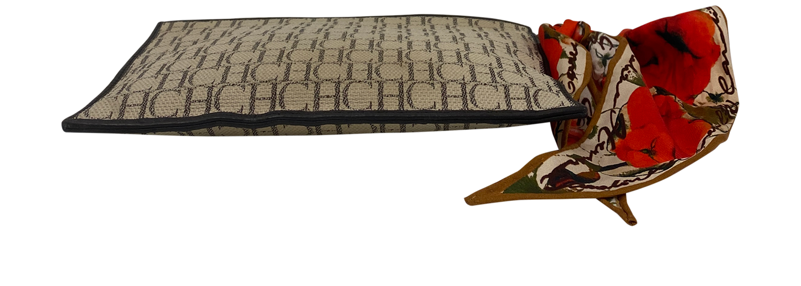 Sobre Pochette con Pañuelo, 198€, Bolso, Beige/Marrón, Lona - General, Vista superior