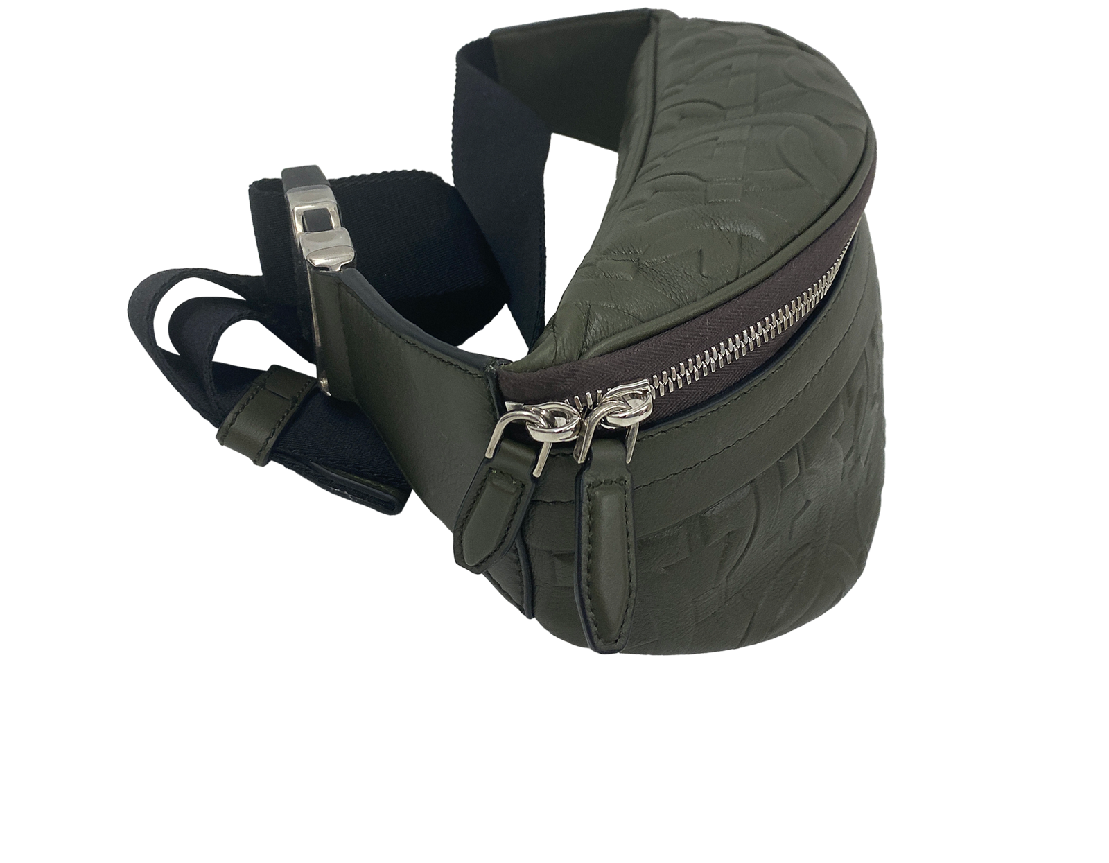 Salvatore Ferragamo Riñonera Gancini, 650&euro;, Bolso, Verde, Animal - Piel, Vista lateral