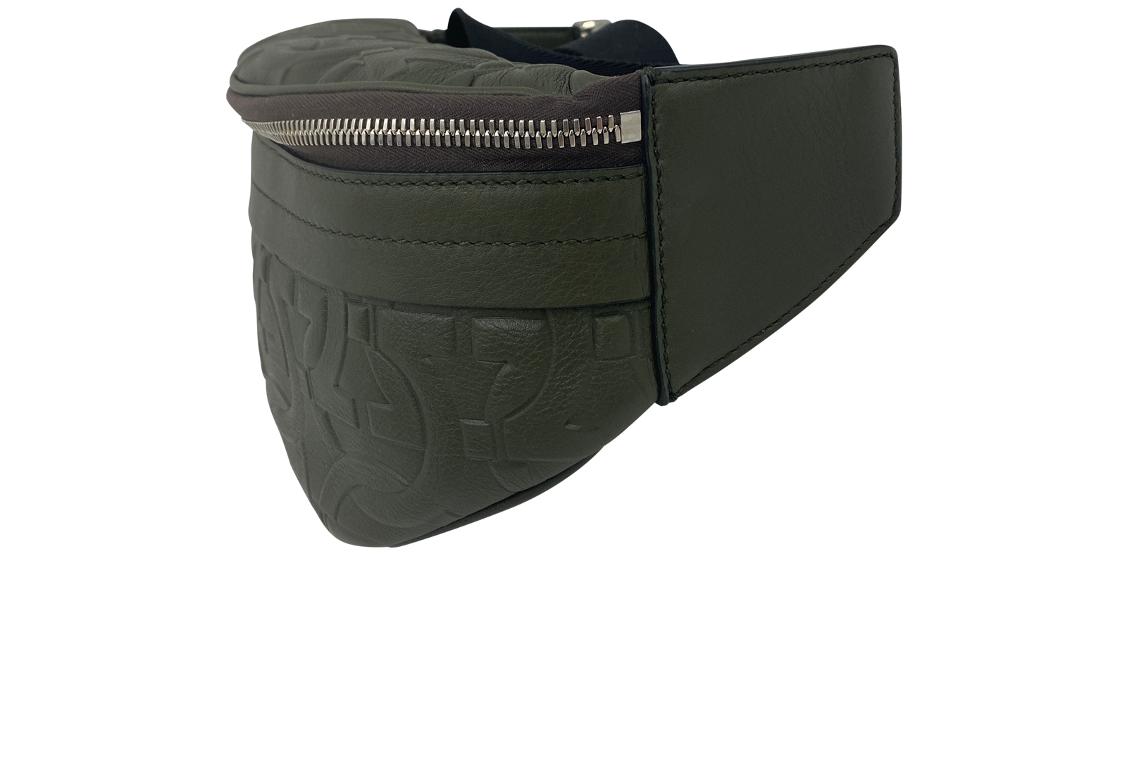 Salvatore Ferragamo Riñonera Gancini, 650&euro;, Bolso, Verde, Animal - Piel, Vista inferior