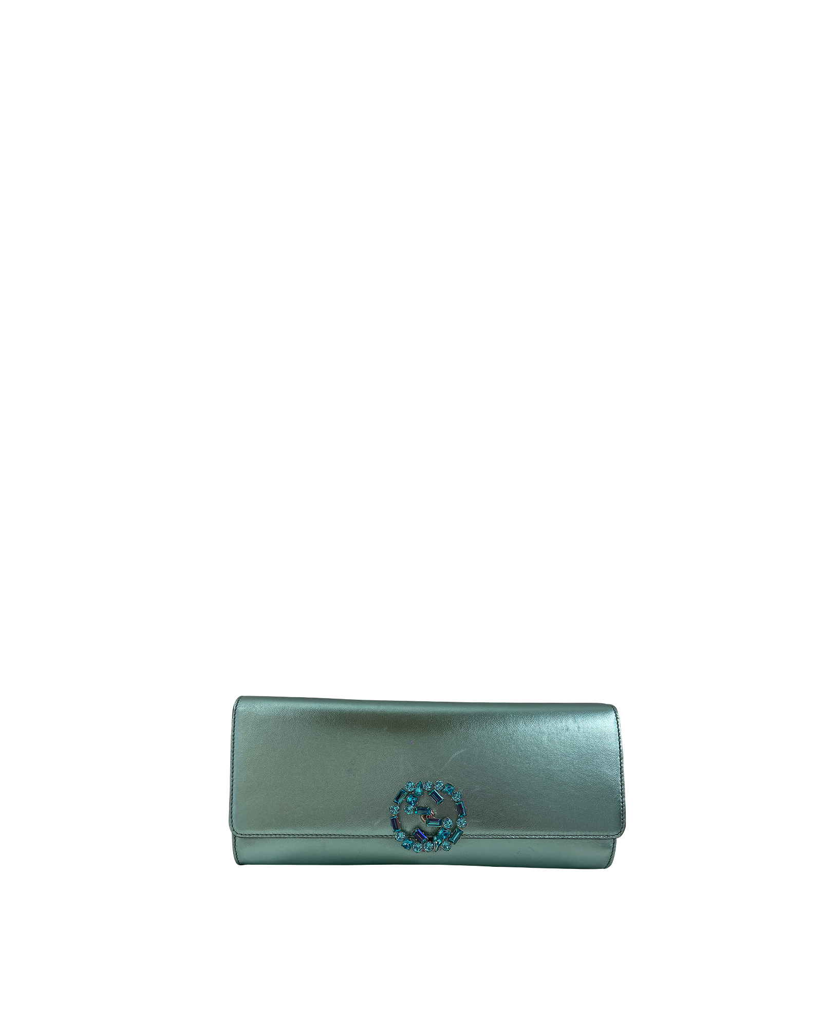Gucci Sparkling clutch, 189€, Bolso, Azul/Verde, Animal - Piel, Vista frontal
