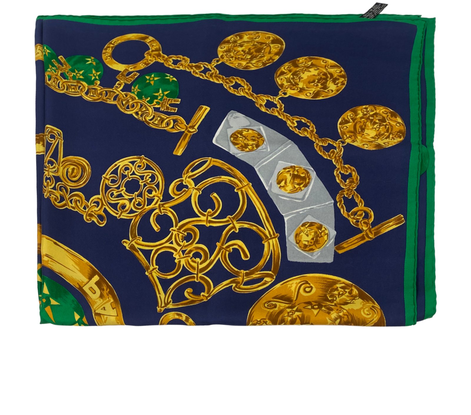 Celine Pañuelo 80x80, 80&euro;, Accesorios, Amarillo/Azul/Verde, Seda - Satén, Vista trasera