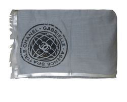 Chanel Bufanda Corta, Cashmere/Seda, Gris, Logo,69x32,3