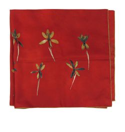 Panuelo,95x95,Seda,Rojo Flor Negra, 4,Box.