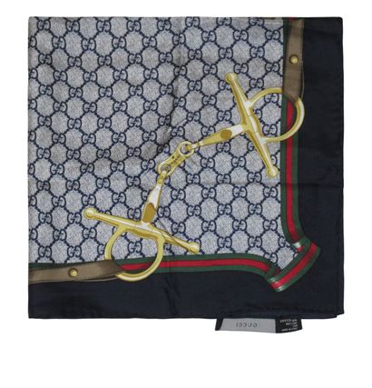 Gucci Pañuelo GG Horsebit, 80&euro;, Accesorios, Azul, Seda - Satén, Vista frontal