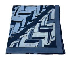 Hermes Pañuelo, Seda/Algodon, Azul, 3*
