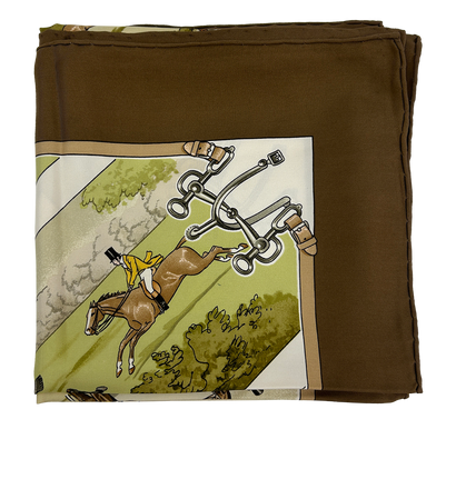 Hermes Pañuelo, 180&euro;, Accesorios, Marrón/Verde, Seda - General, Vista frontal