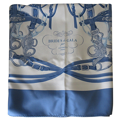 Hermes Pañuelo Brides de Gala, 220&euro;, Accesorios, Azul/Blanco, Seda - General, Vista frontal