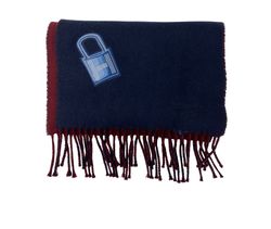 Hermes Bufanda Cashmere, Azul/Rojo, 2, Candado