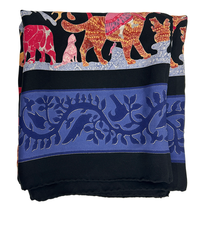 Hermes Pañuelo, 280&euro;, Accesorios, Azul/Negro/Rojo, Seda - Satén, Vista frontal