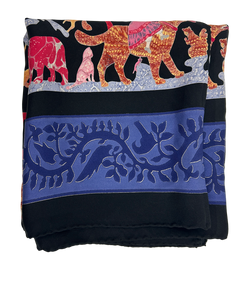 Hermes Pañuelo, Seda, Negro/Azul,3*