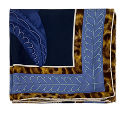 Hermes Pañuelo, Seda, Sellier, D´Officier, Azul,Box,3*