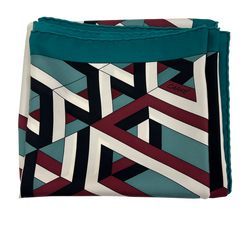 Hermes Pañuelo,Carrer Cube, Seda, Verde/Burdeos, Box,3*