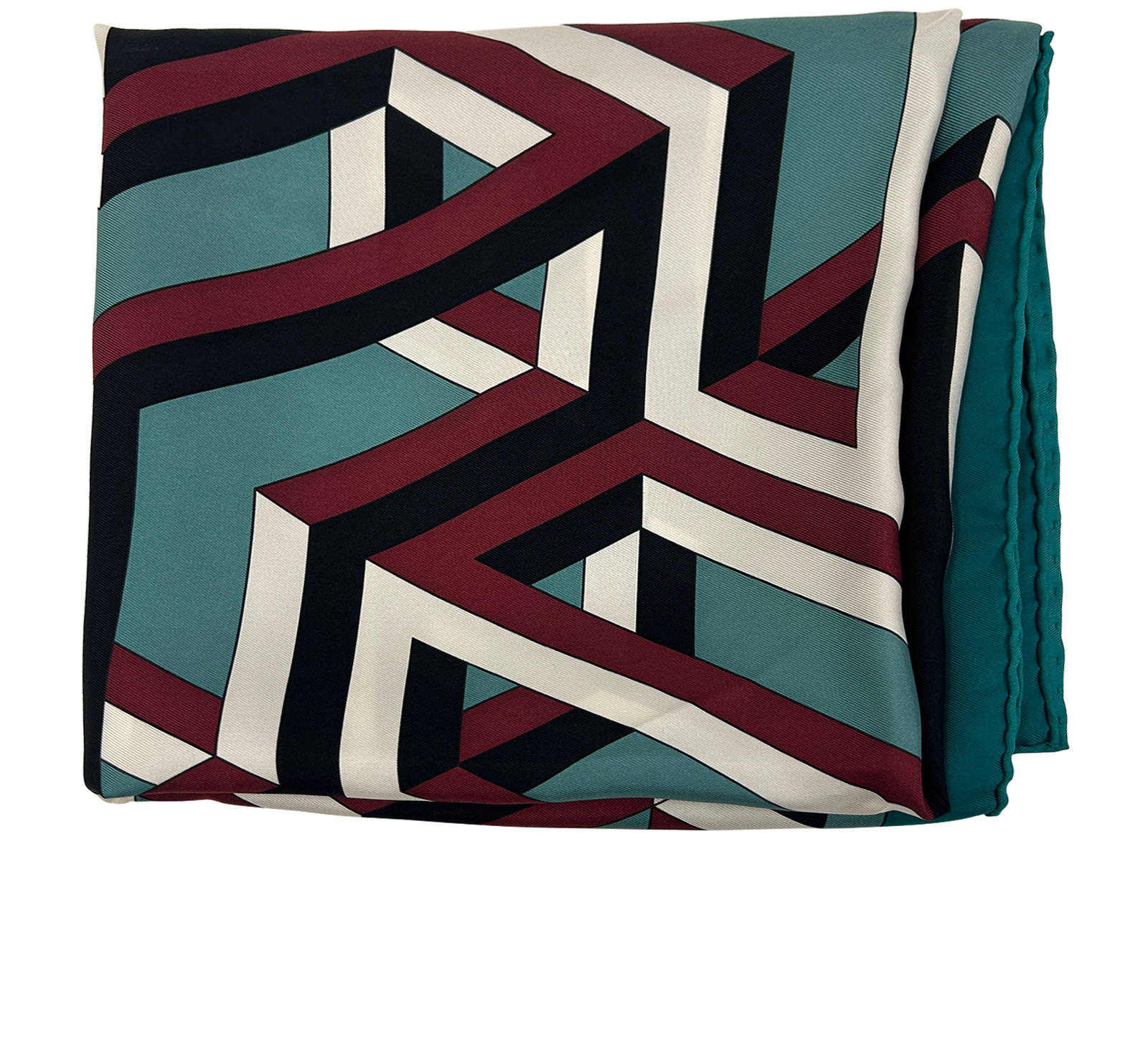 Hermes Pañuelo, 320&euro;, Azul/Blanco/Negro/Rojo, Seda - General, Vista trasera