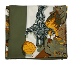 Hermes Pañuelo, Seda, Verde , Hojas, 3*