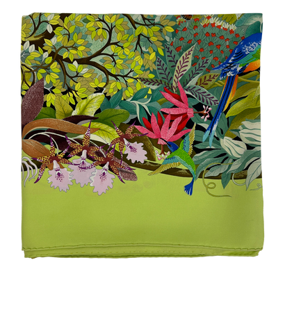 Hermes Forest Scarf, 290€, Accesorios, Verde, Seda - Satén, Vista frontal