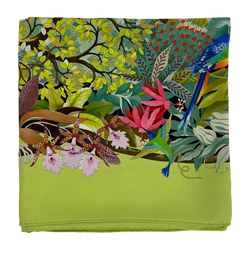 Hermes Forest Scarf, Silk, Green, 3*