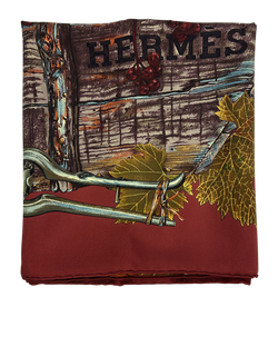 Hermes Pañu,Vendanges, Canasta Uvas, Seda Marron/Negro, Box,4*