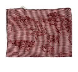 Hermes Pañuelo 90, Algodon, Robert Dallet, Algodon, Roj/Blanco, 3