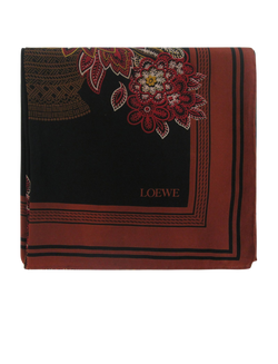 Loewe Pañuelo Flores,Seda,Negro/Rojo,3