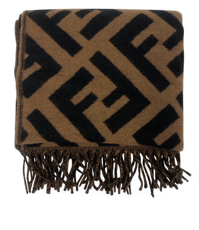 Fendi Bufanda, 400&euro;, Accesorios, Marrón/Negro, Lana - Cachemira, Vista frontal