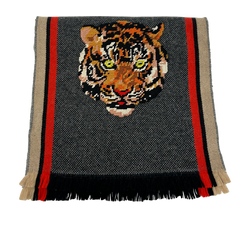 Gucci Bufanda, Lana, Gris, Tigre, 3