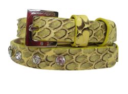 Dolce & Gabbana Cinturon Serpiente Cristales, Piel Serpinete, Amarillo, 90