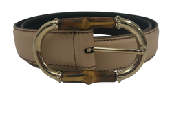 Gucci Cinturón 95, Piel, Beige,Bambú, 3*