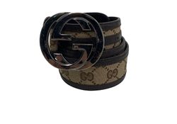 Gucci Cinturón Interlocking, GG,Tejido, Beige/Marron, 3