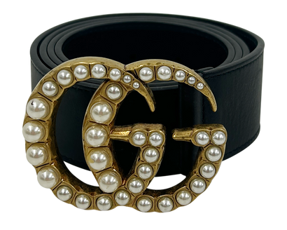 Gucci Cinturon GG Large Perlas, 290&euro;, Accesorios, Negro, Animal - Piel, Vista frontal