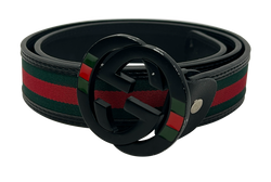 Gucci Cinturón 80, Piel,Interlocking, Nastro, Piel, Negro,2, 1212