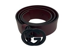Gucci Cinturon 90 IUnterlocking, Piel, Burdeos, 3, 262186