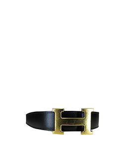 Hermes Belt,Piel, Naranja/Negro,3,85cms,Box, Db