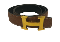 Hermes Cinturon 90,Piel, Marron/Negro,2, Square N