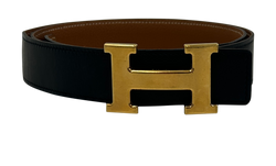 Hermés Cinturón,H Reversible,Negro/Marrón/Dorado,DSquare,95cm,3*