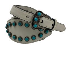 Prada Cinturón,Vintage,Tachuela Azules,Piel/Blanco,154,75 ccm,DB,3