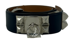 Hermes,Cinturon Collier de Chien,Piel,Negro,Bx,95cm,3*