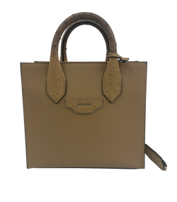 Mini Tote Correa,Piel/Avestruz,Beige,371592,DB,Mirror,3*