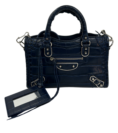 Mini City, 860€, Bolso, Azul, Animal - Piel, Vista frontal